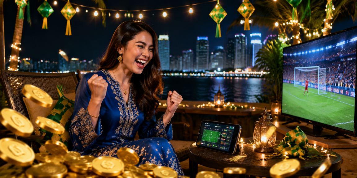 Wanita Malaysia berbaju kurung bermain kasino langsung menggunakan telefon di Pulau Pinang